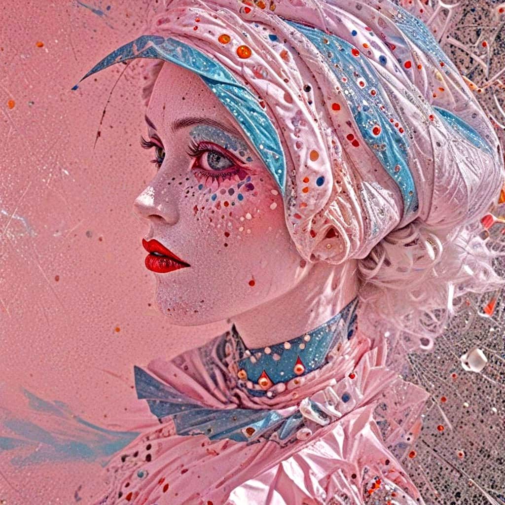 Eccentric Expressionist Masterpiece of Harlequin and Pierrot