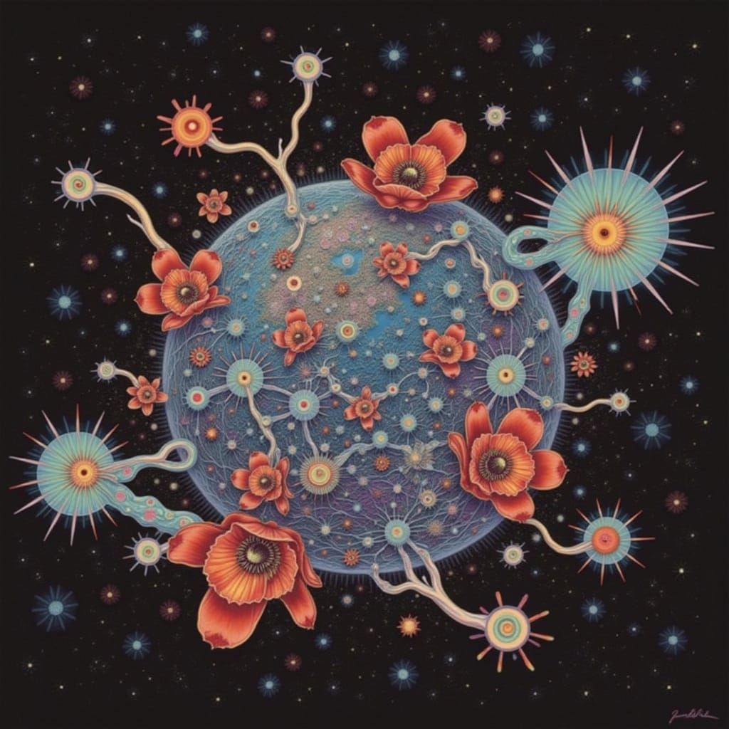 Psychedelic Earth Globe in Poppy Universe