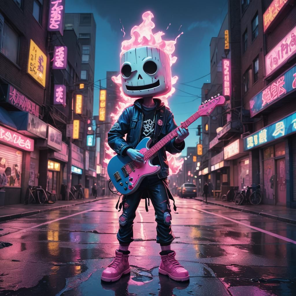 Punk Rock Marshmallow Man Anime Pop Art