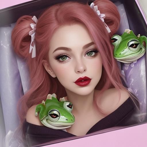 Emoji Collage: Kiss, Hearts, Rose, and Frog