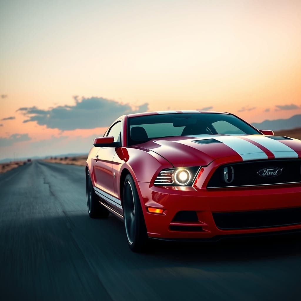 Red Mustang GT Races at Sunrise: Cinematic Film