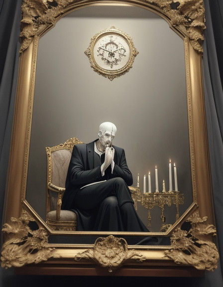 Philosopher Contemplates Memento Mori in Elegant Classical S...