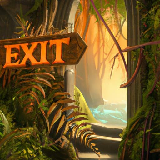 Exit Sign in Wild Jungle Concept Art