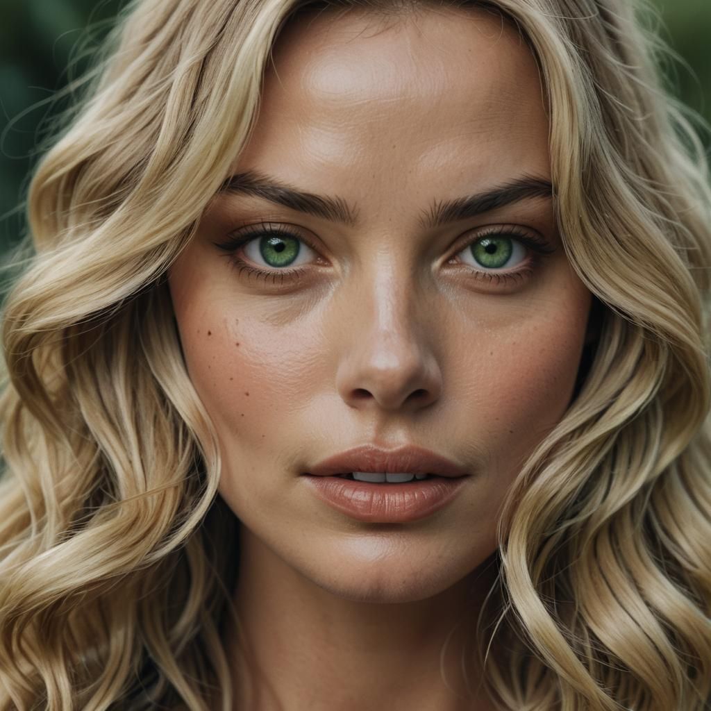 Composite Portrait with Green Eyes in Film Noir Style