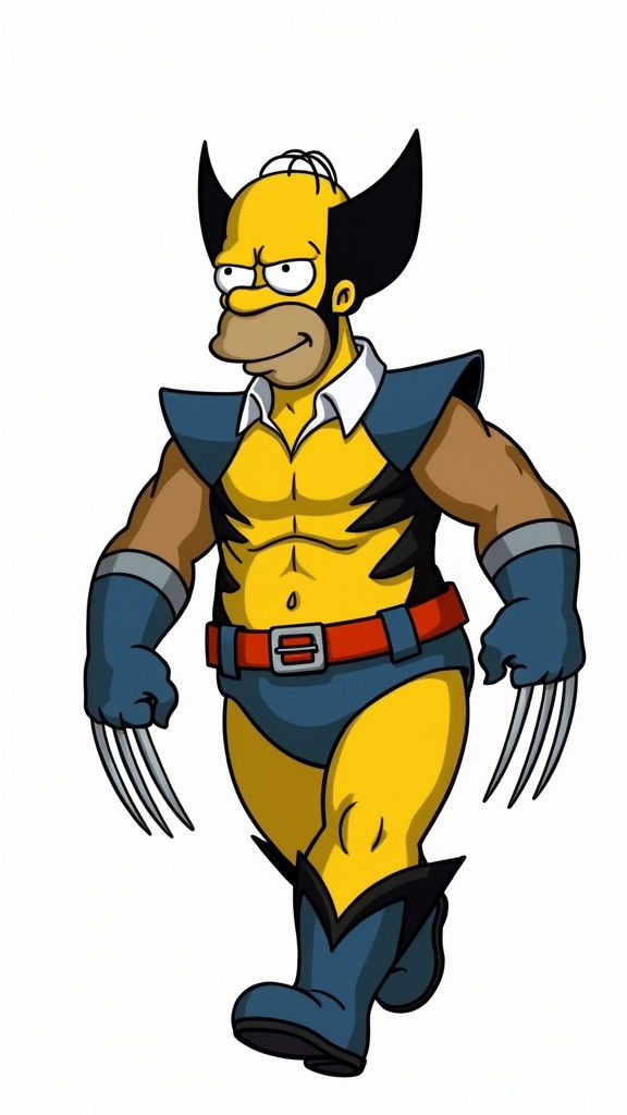 Homer Simpson as Wolverine on White