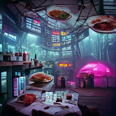 Cyberpunk Restaurant at the End of the Universe