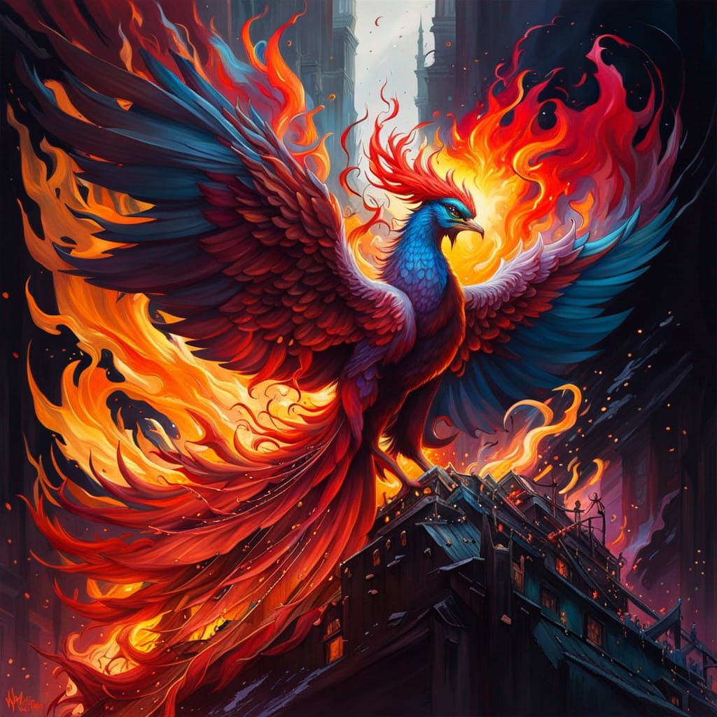 Phoenix Rising: Hyperdetailed Fantasy Graffiti Art