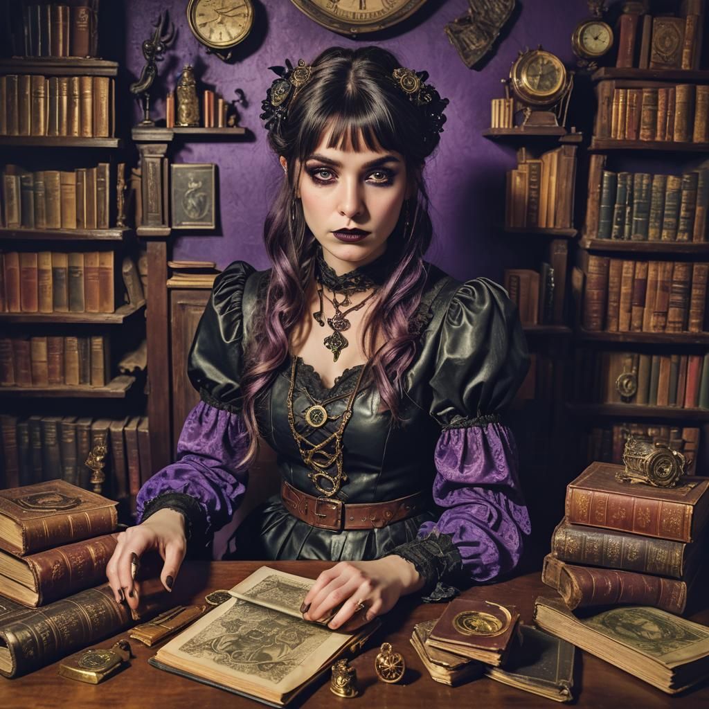 Gothic Fantasy Woman Portrait in Art Nouveau Style