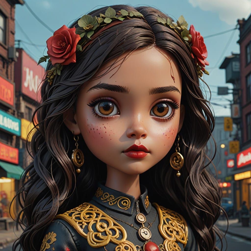 Ethereal Fantasy Doll in Vibrant Matte Painting Style