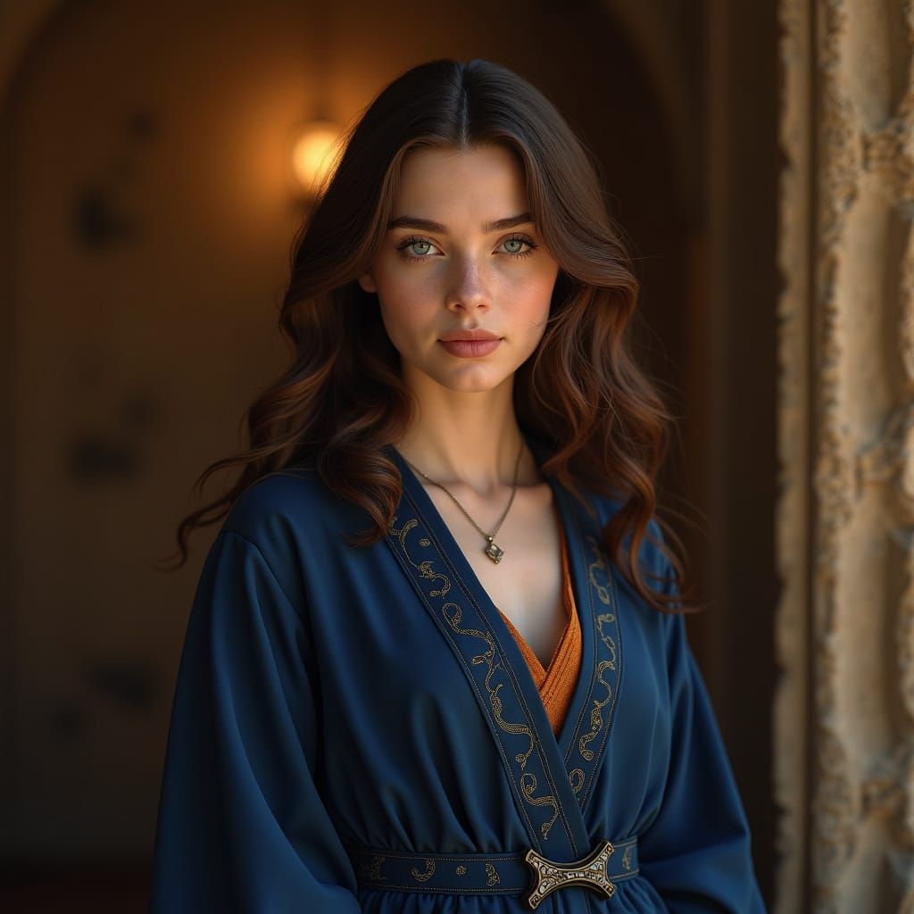 Teen Ravenclaw Student Portrait in Matte Painting Style