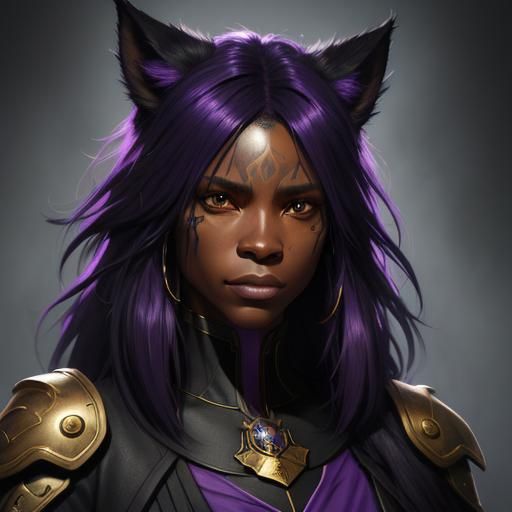 Young Catfolk Portrait in Hyperdetailed Digital Art