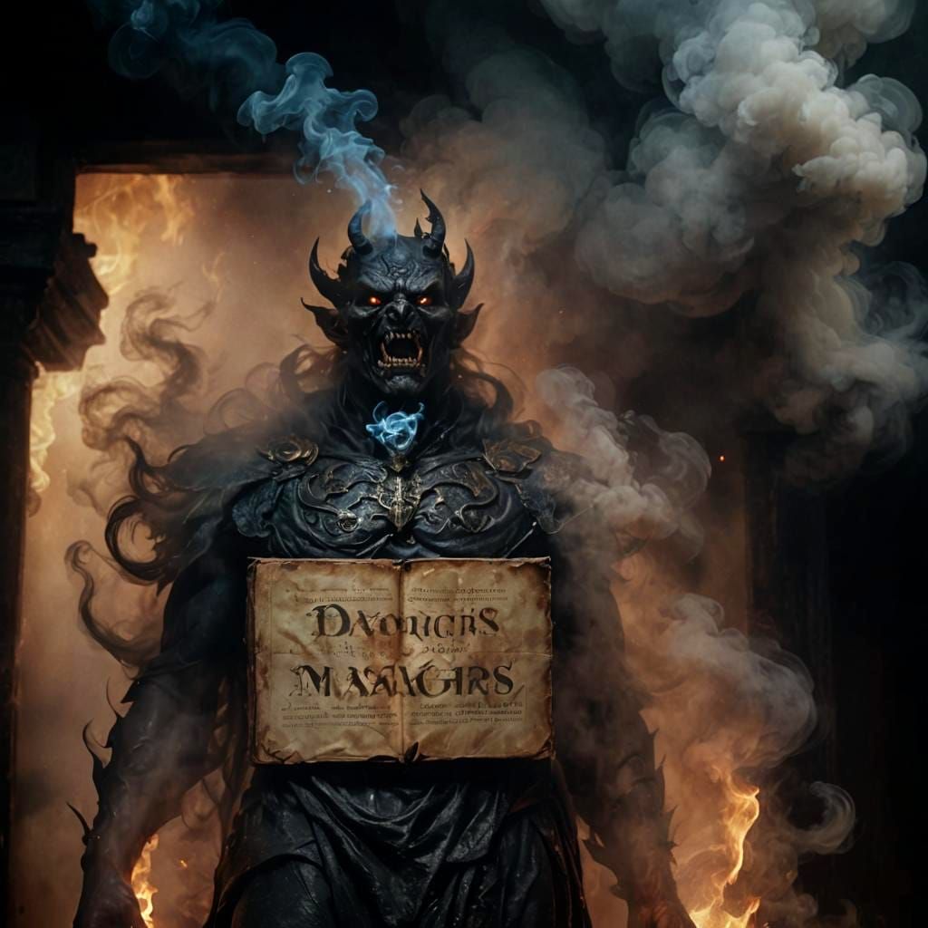 Scary Demon Emerging from Magic Smoke