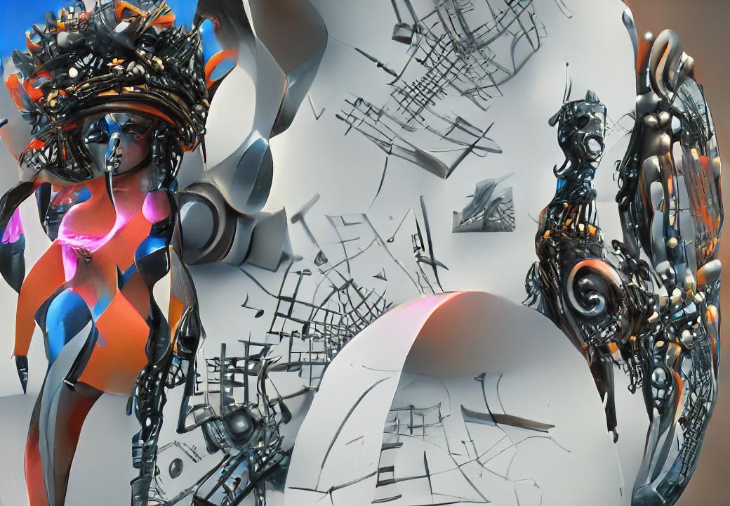 Cybernetic Gladiator Woman in a Futuristic City