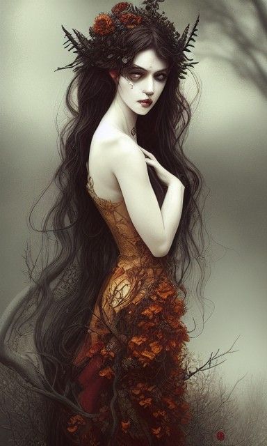 Romantic Portrait of Androgynous Figure in Rococo Dress