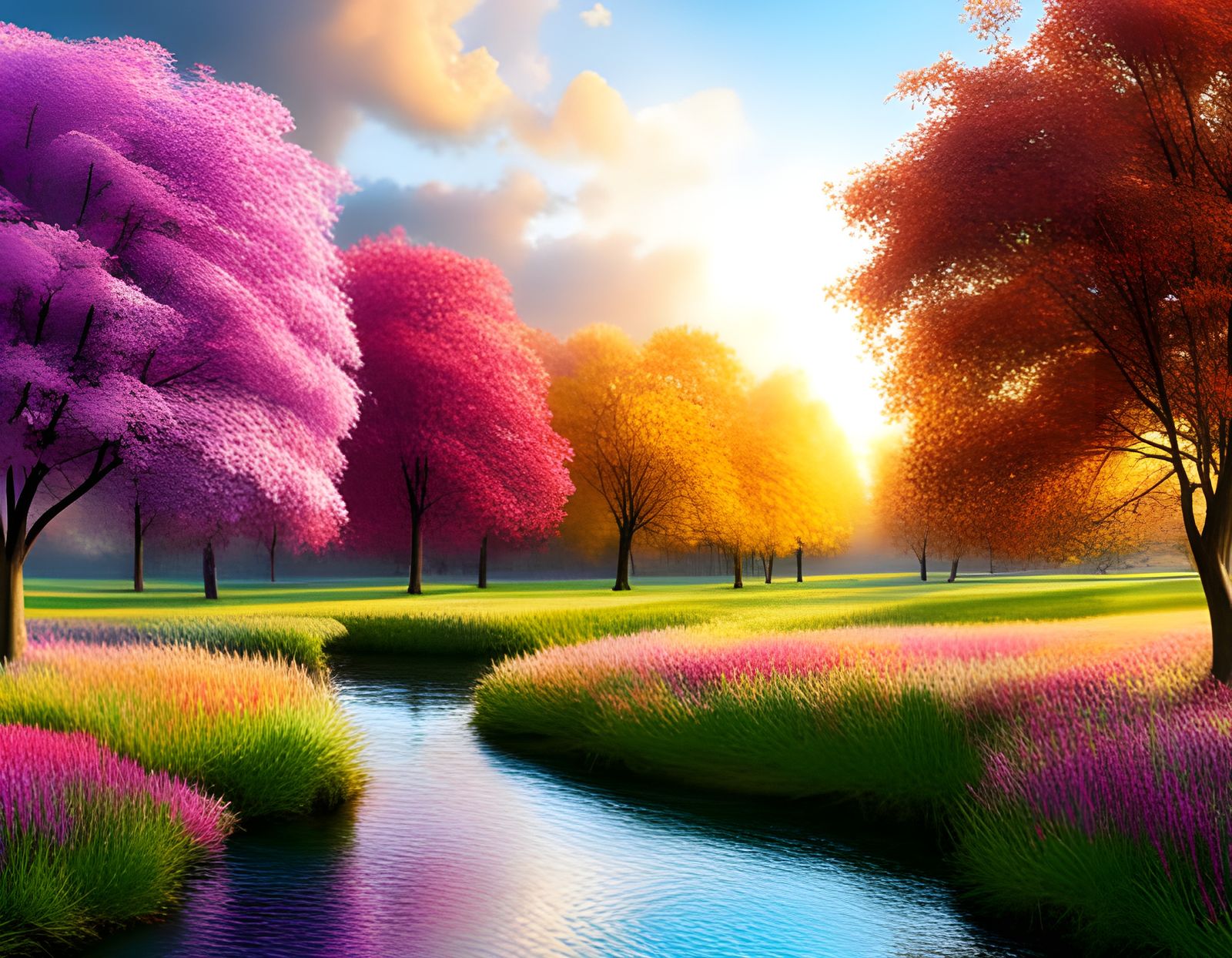 Four Seasons Landscape in Hyperrealistic 8K