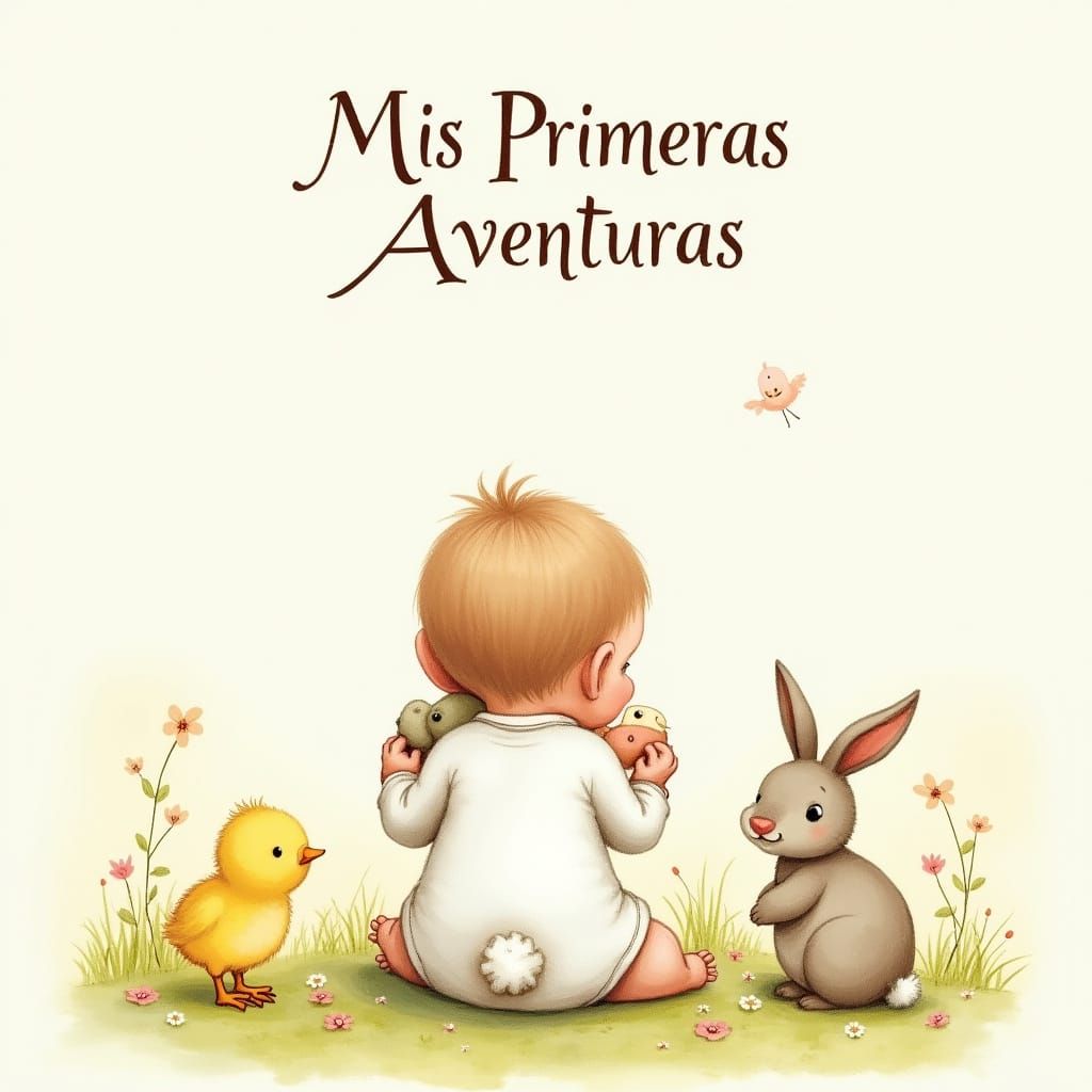 Whimsical Baby Adventure in Watercolor Landscape