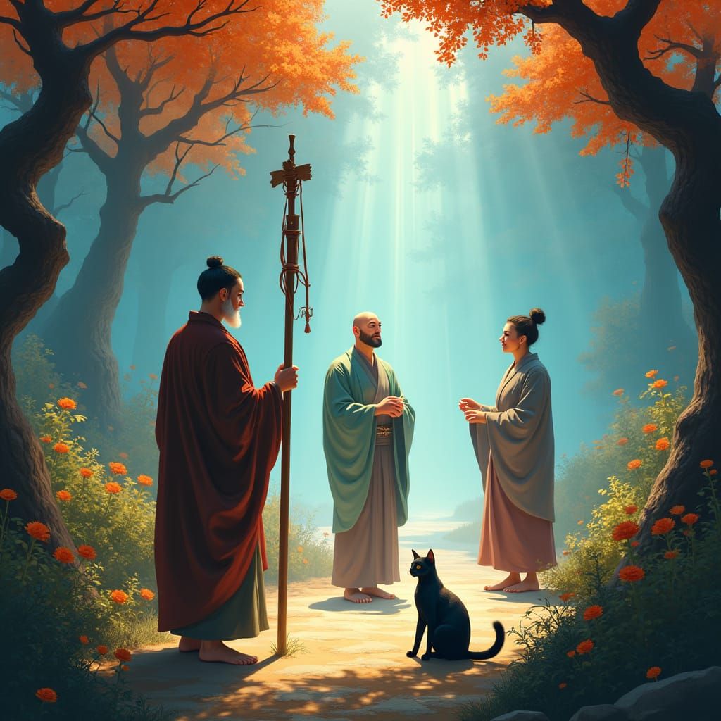 Zen Master and Students in Impressionist Dreamscape