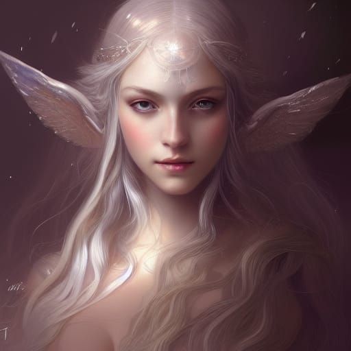 Elven Maiden Portrait in Hyperdetailed Splash Art Style