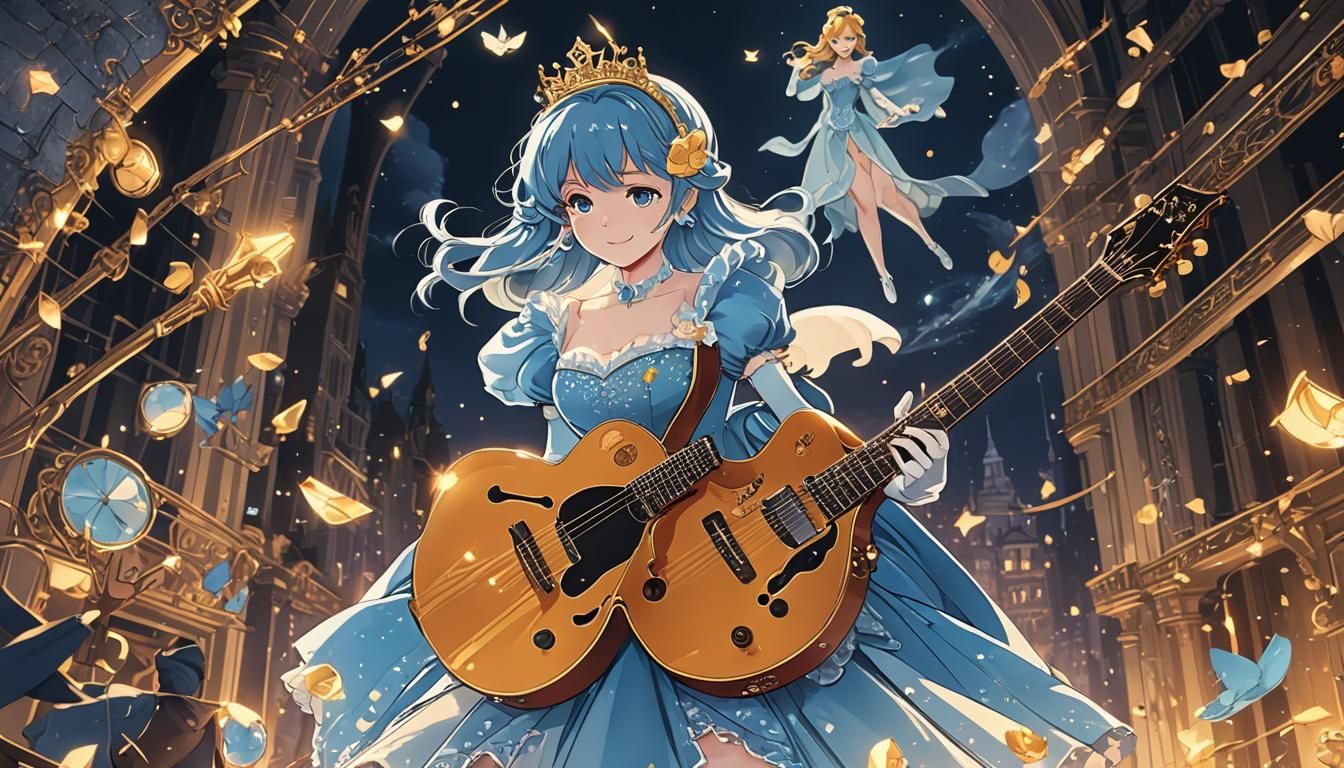 Cinderella Guitar in Manga Anime Style