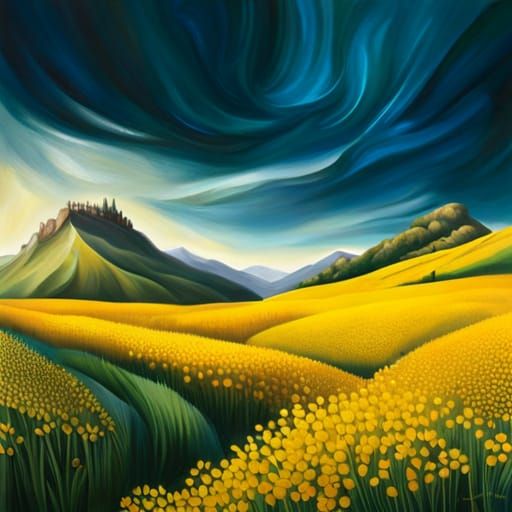 Hyperrealistic Abstract Mustard Painting, Epic Movie Style