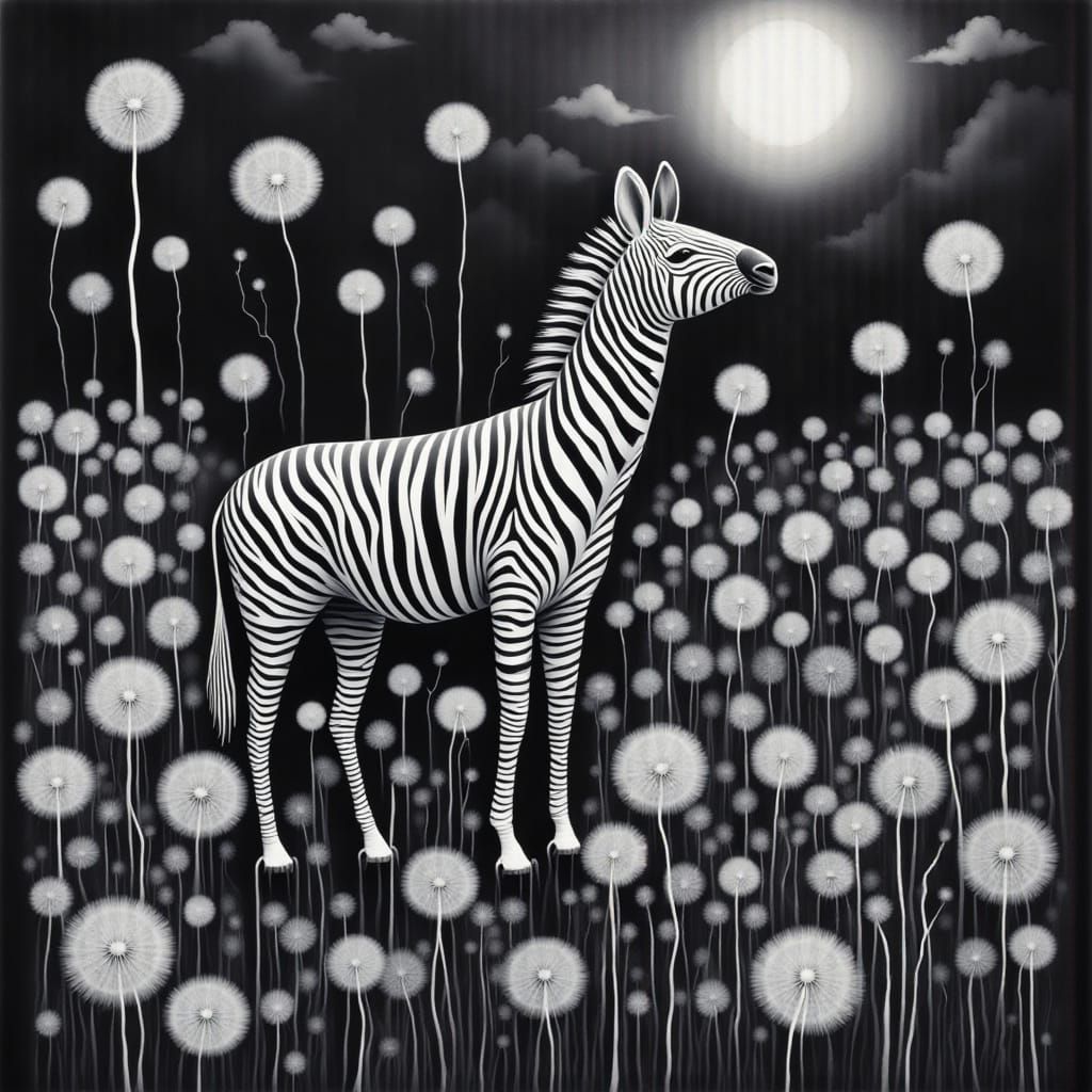Surreal Zebra Dreamscape in Photogram Style with Dali's Para...