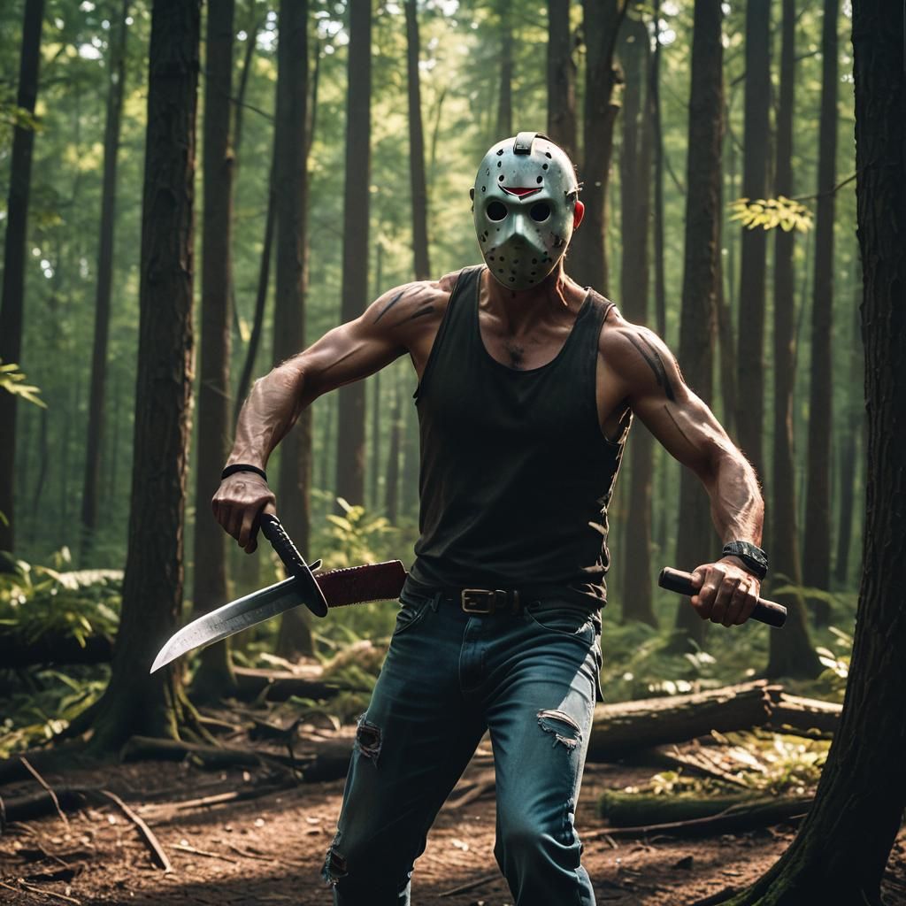 Intense Forest Fight: Man Attacks Jason Voorhees