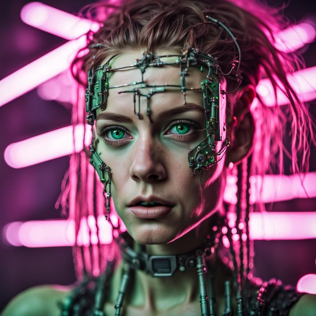 Cybernetic Woman in Post-Apocalyptic Wasteland