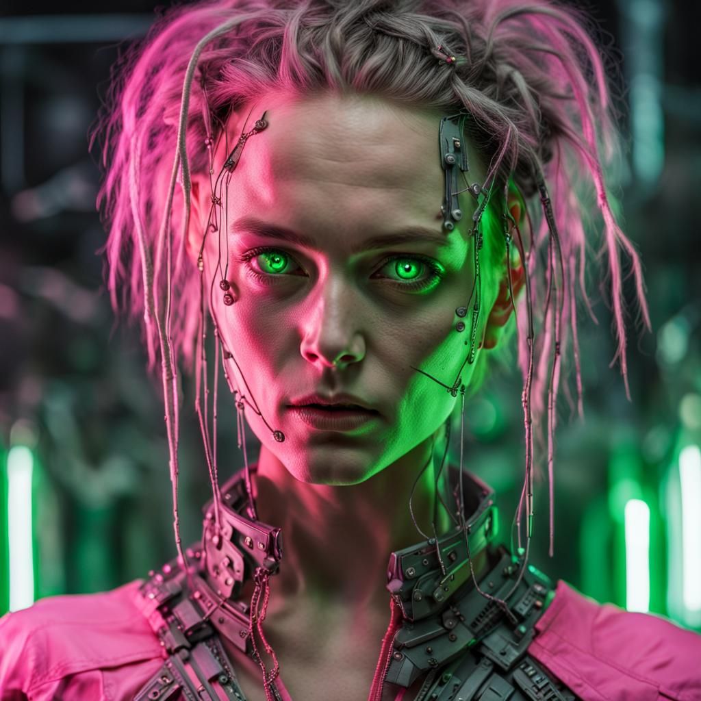 Cyberpunk Woman with Cybernetic Implants Portrait