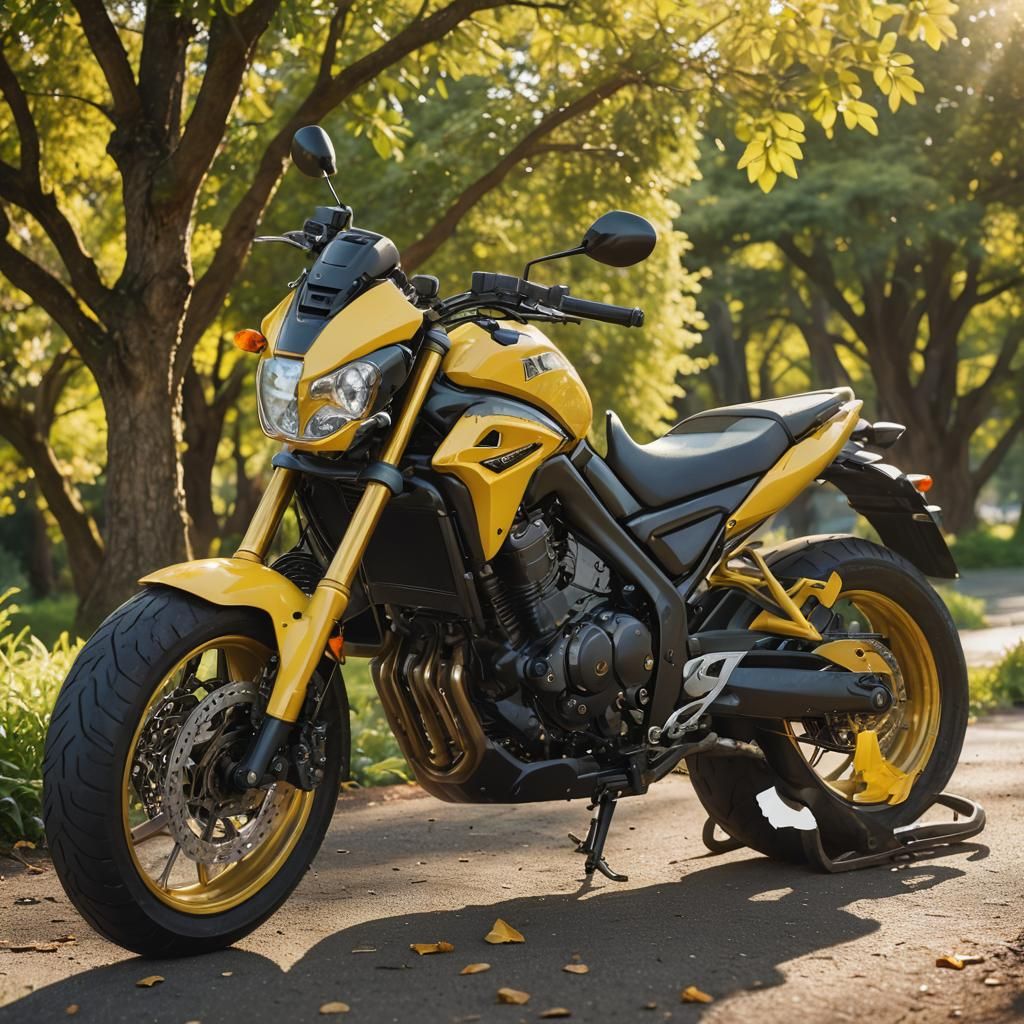 Yellow Honda Hornet Motorcycle in Outdoor Setting