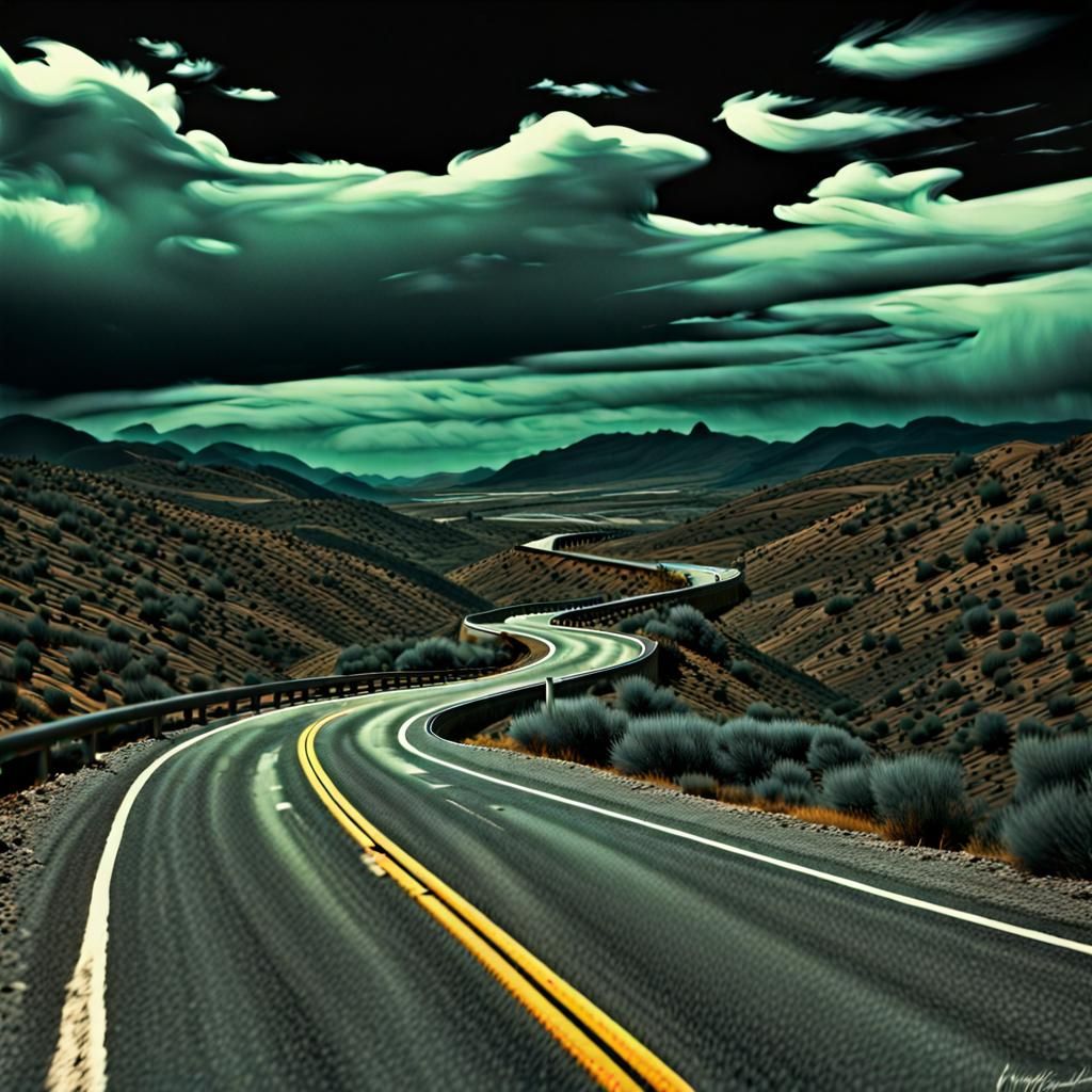 Comic Noir Road Trip in Expressionist Style