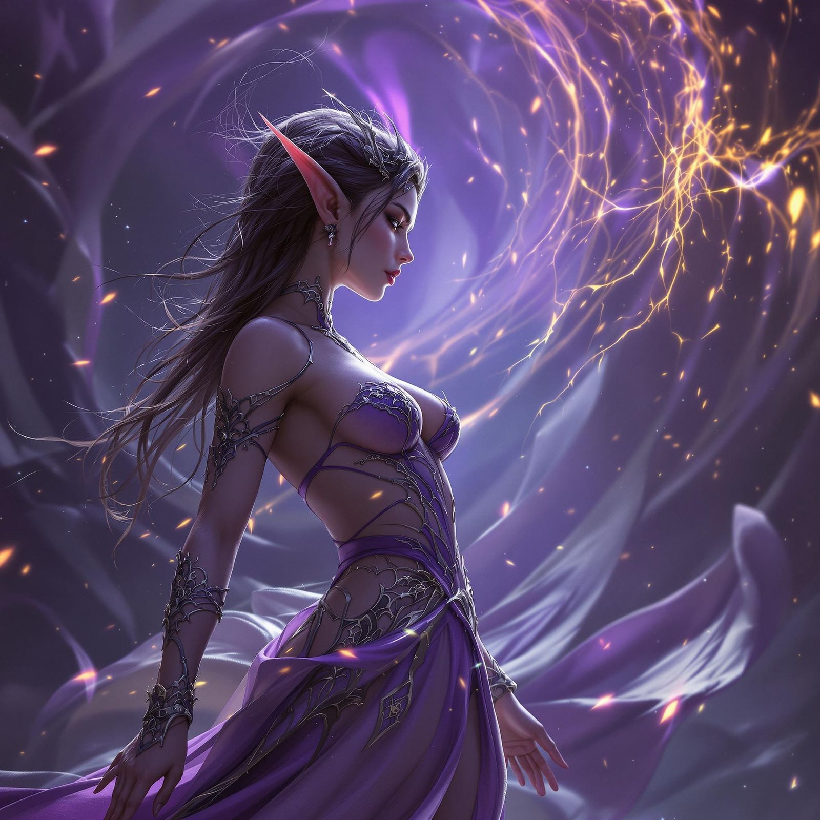 Elegant Elf in Dark Fantasy Style