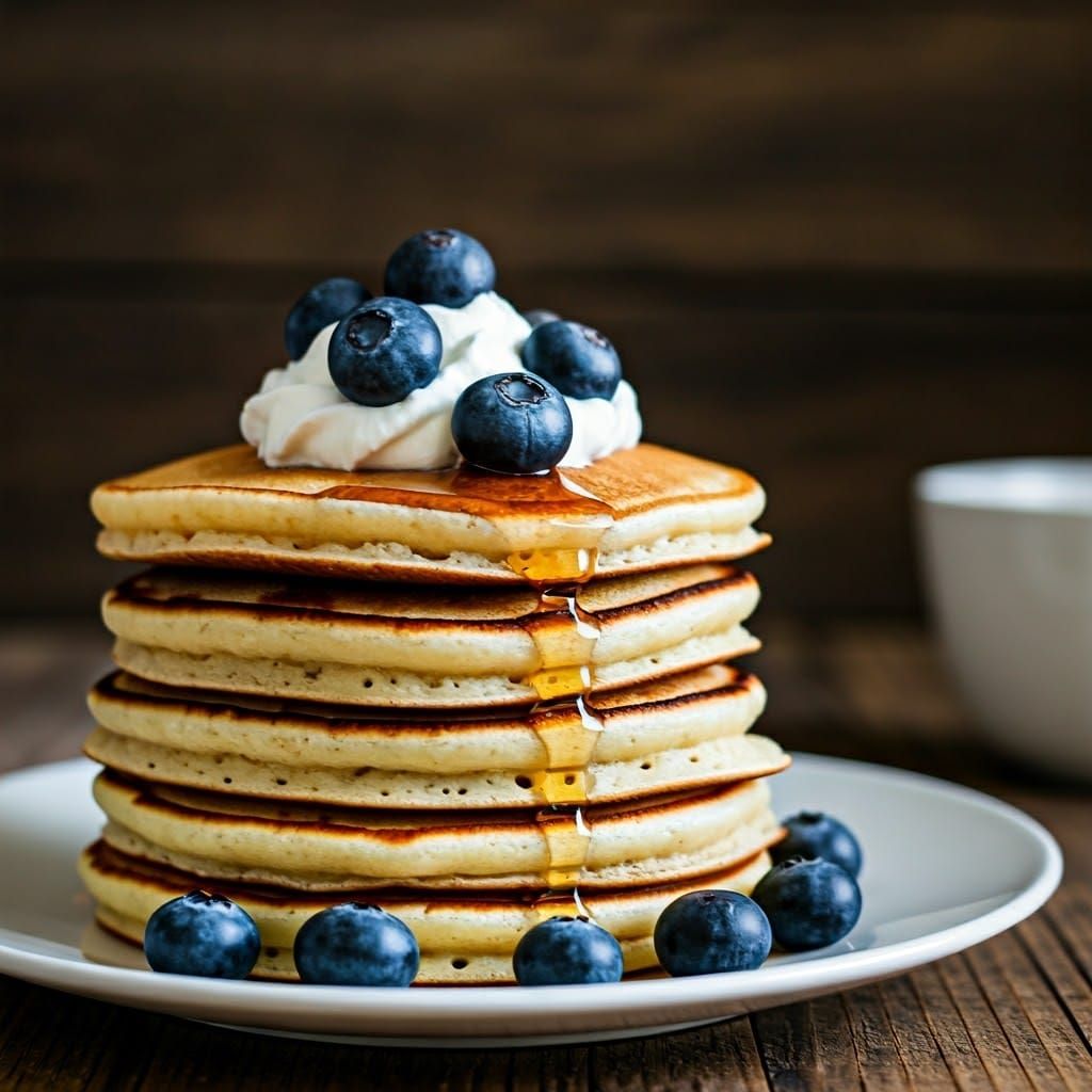 Pancakes with Blueberries and Maple Syrup