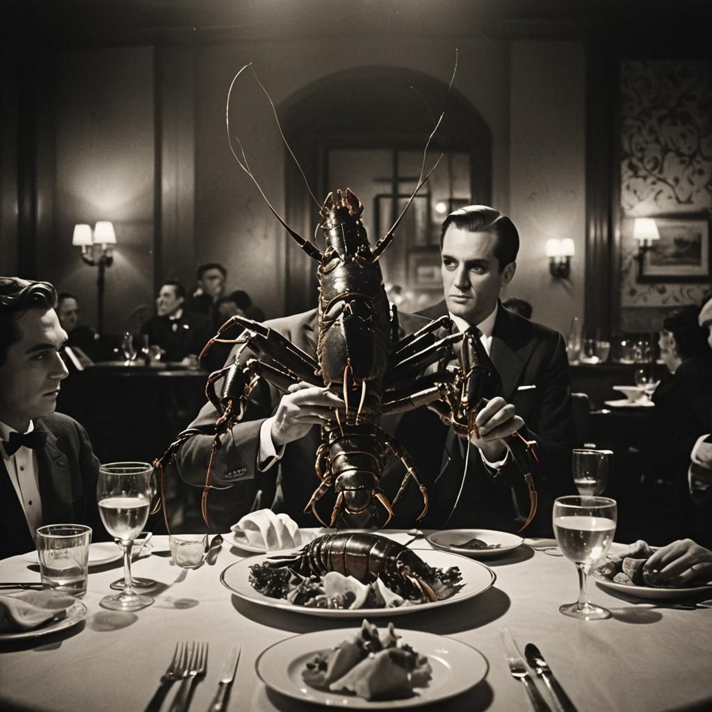 Lobster in Restaurant: Cinematic Film Still