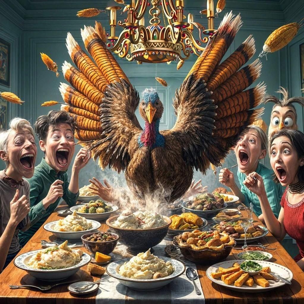 Thanksgiving Turkey Thrashes in Cartoon Mayhem