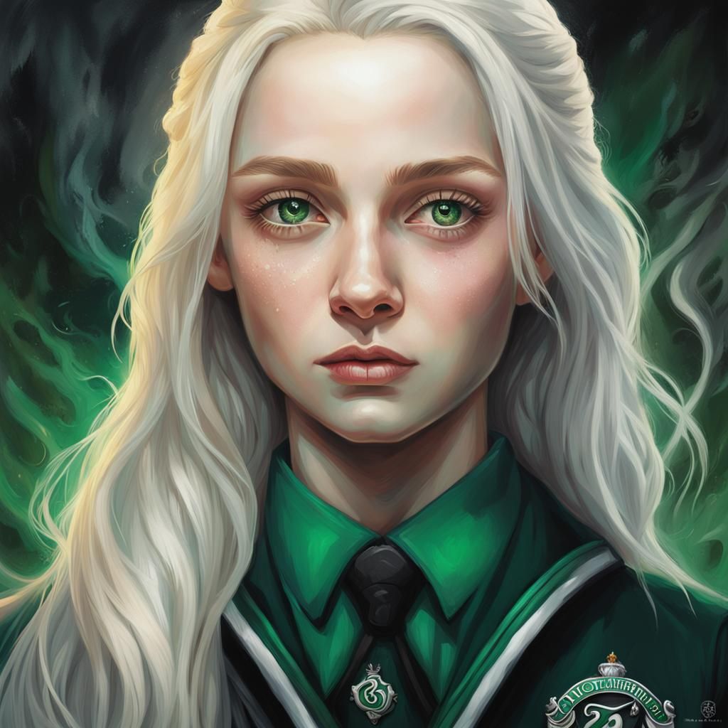 Girl in Slytherin Uniform: Hyperrealistic Portrait