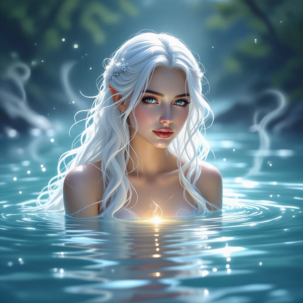 River Nymph with Flowing White Hair