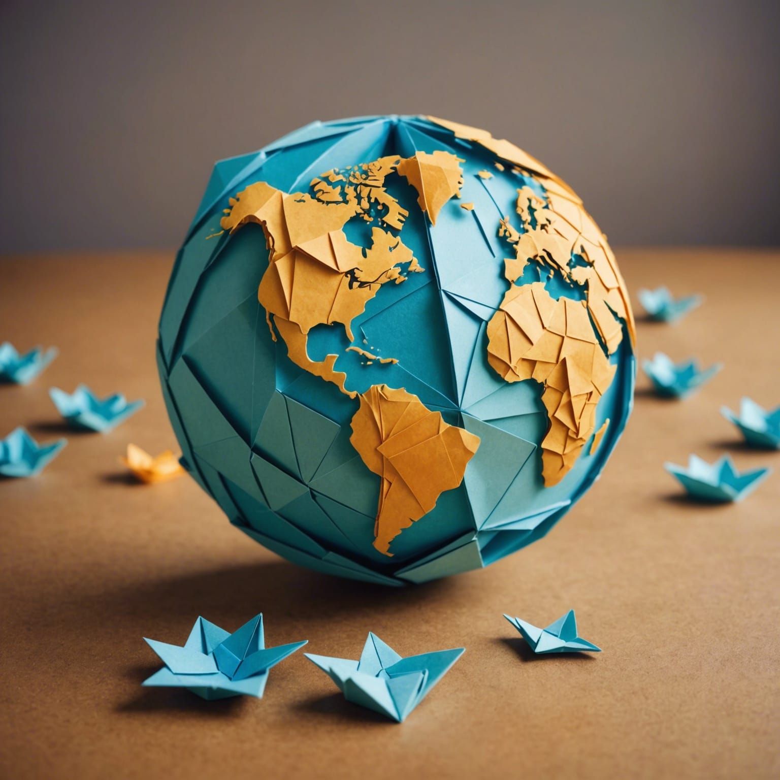 Origami Papercraft Planet Earth in 8K Resolution