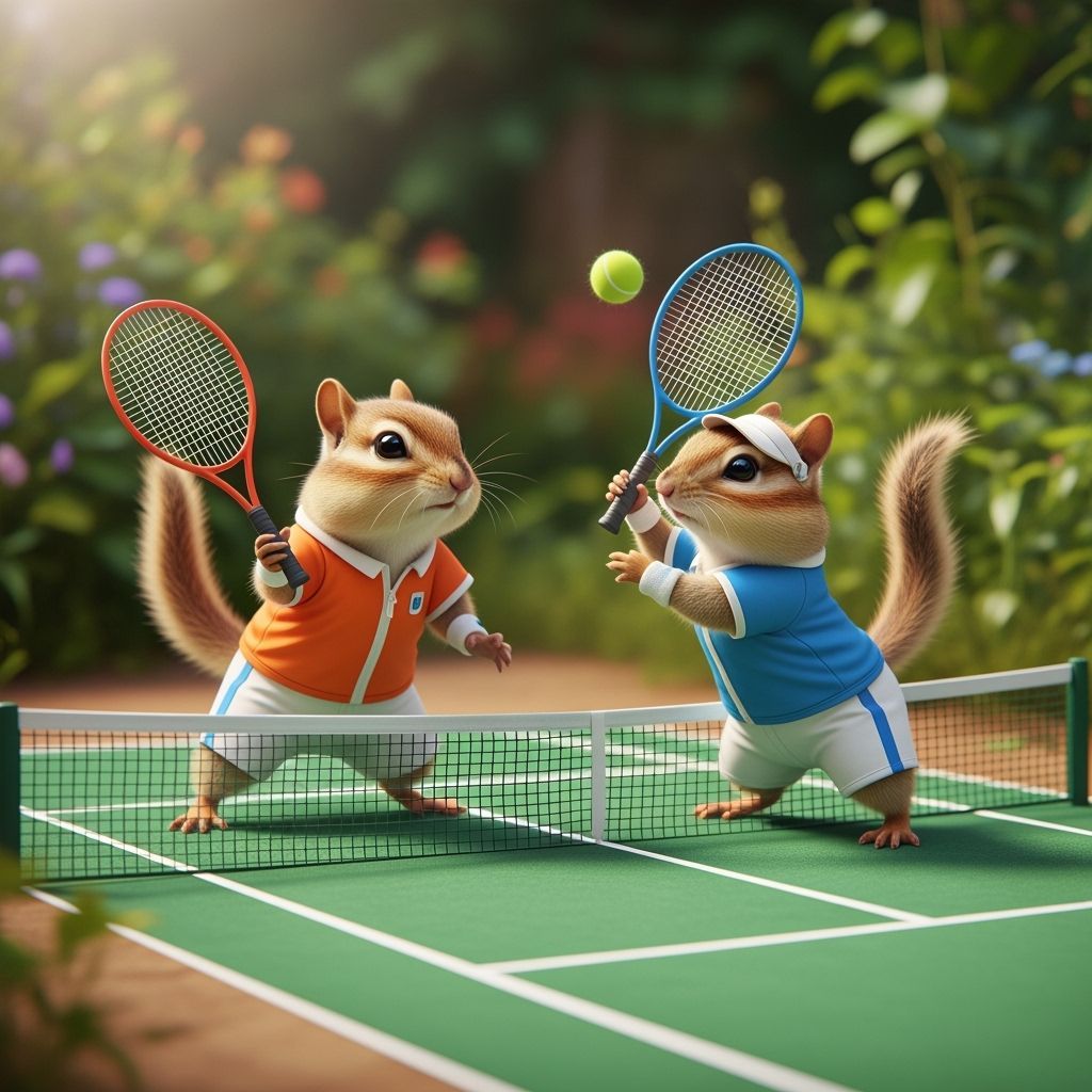 Chipmunks Play Tennis in Adorable Outfits