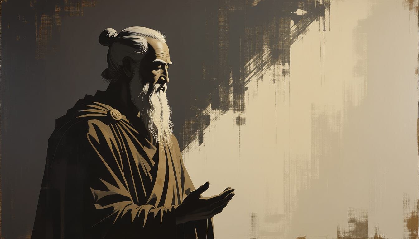 Ancient Philosopher Contemplating in Abstract Expressionist ...