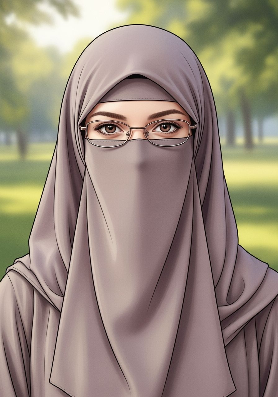 Niqabi Woman Portrait in Watercolor Style