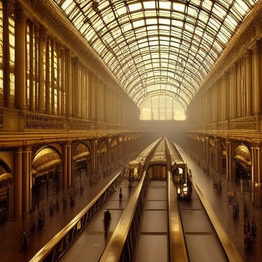 Beaux-Arts Train Station in Golden Sunlight