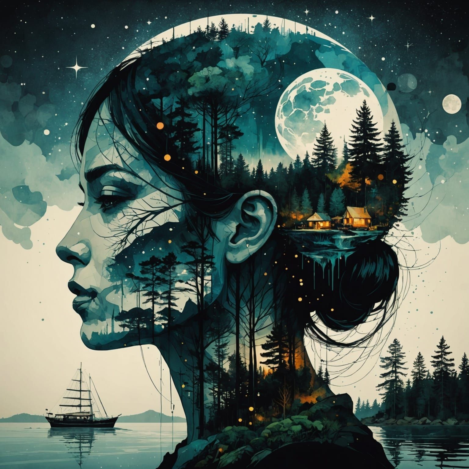 Galaxy Meets World: A Double Exposure Masterpiece