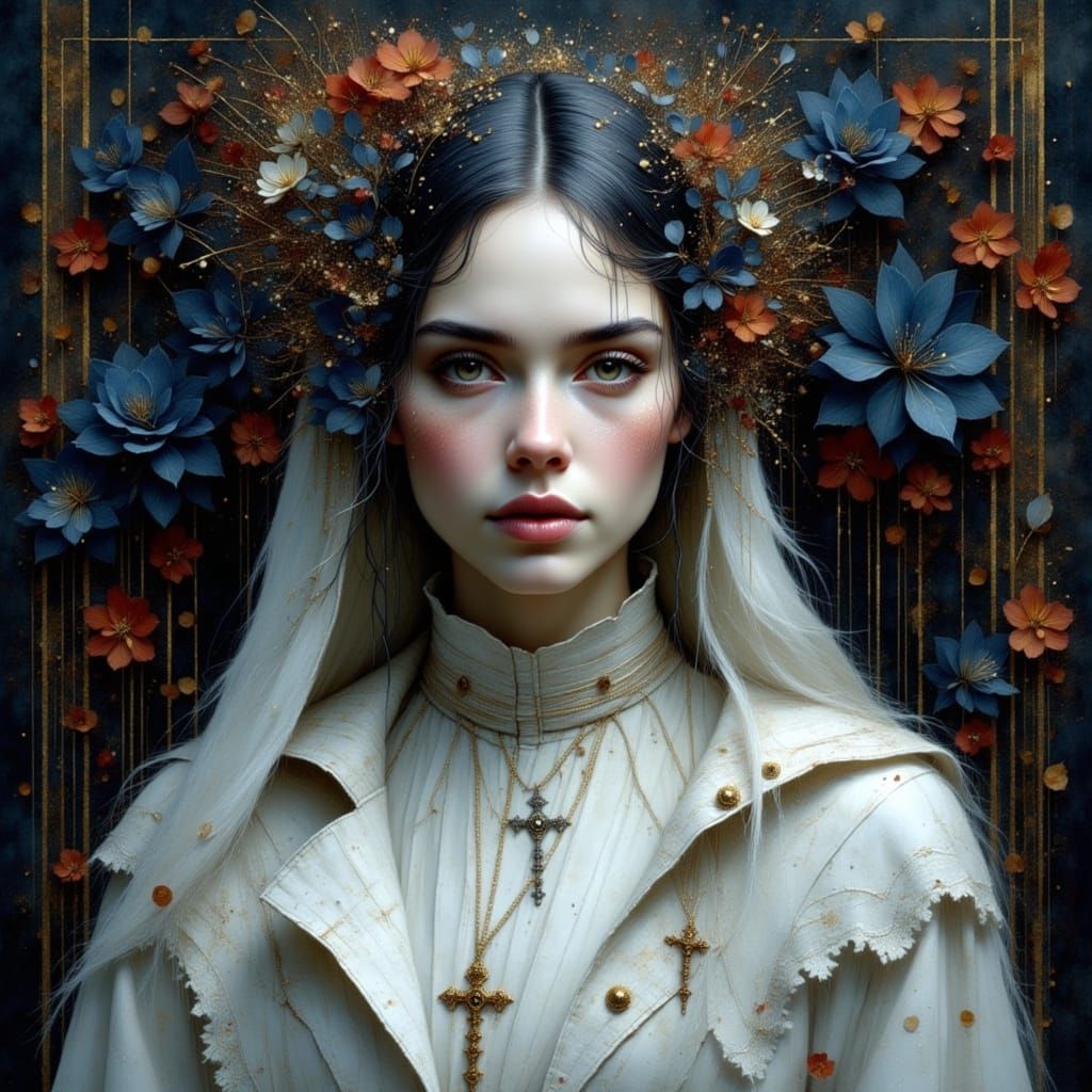 Glittering Vampire Nun in Dark Rosescape