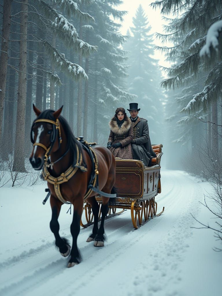 Victorian Couple's Perilous Winter Ride Through Snow-Encumbe...