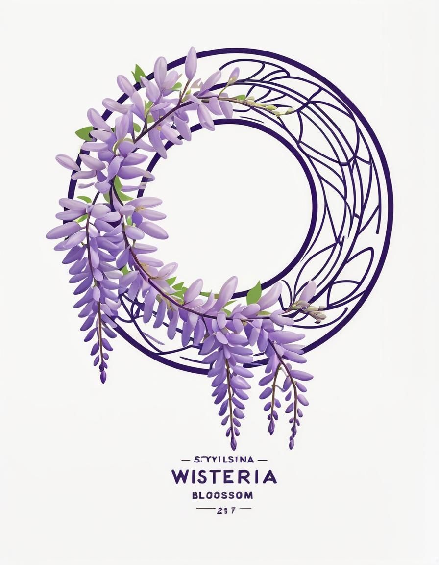 Wisteria Blossom Art Nouveau Graphic Illustration