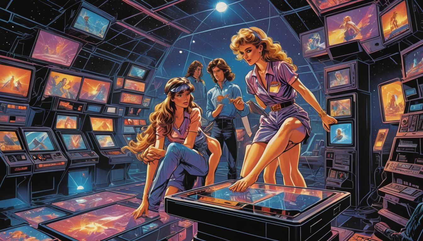 Fashion Girls in Cosmic Crystal Palace: Comic Book Art