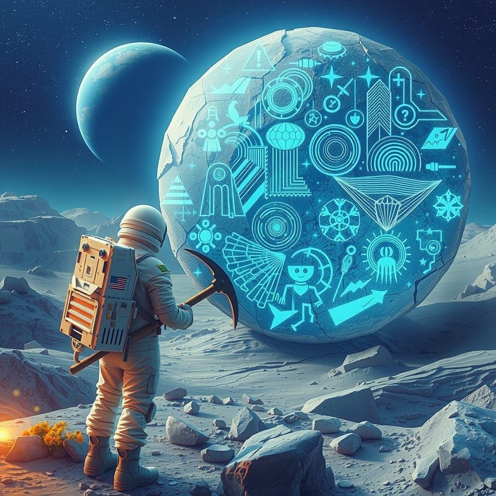 Lunar Astronaut Observes Synthwave Rock Display