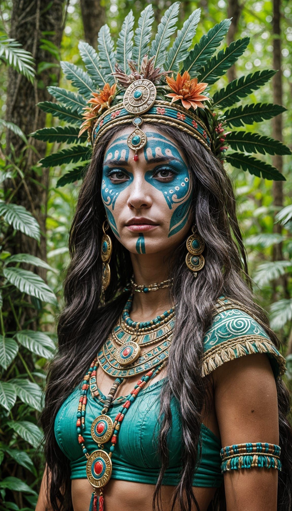 A Mayan Priestess in Jungle Temple Introny