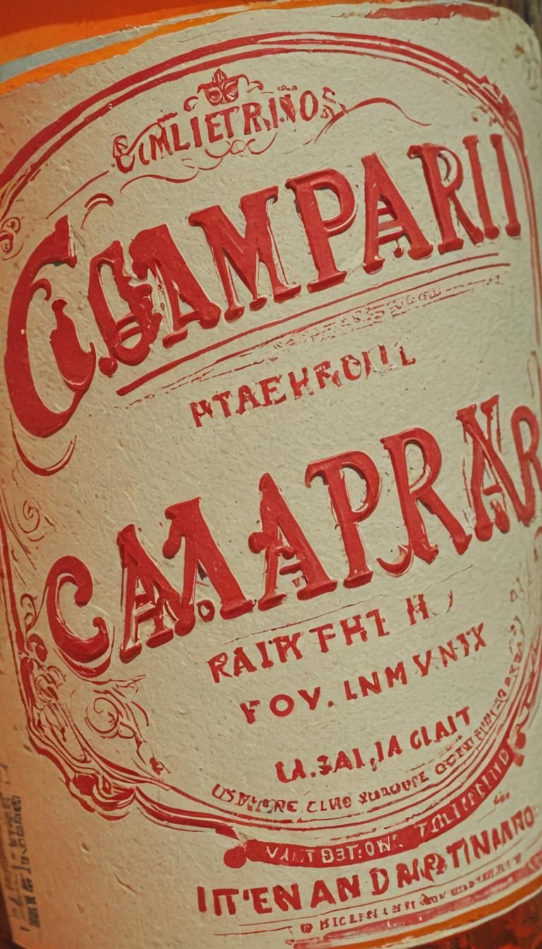 Retro Campari Label in 1950s Pop Art Style