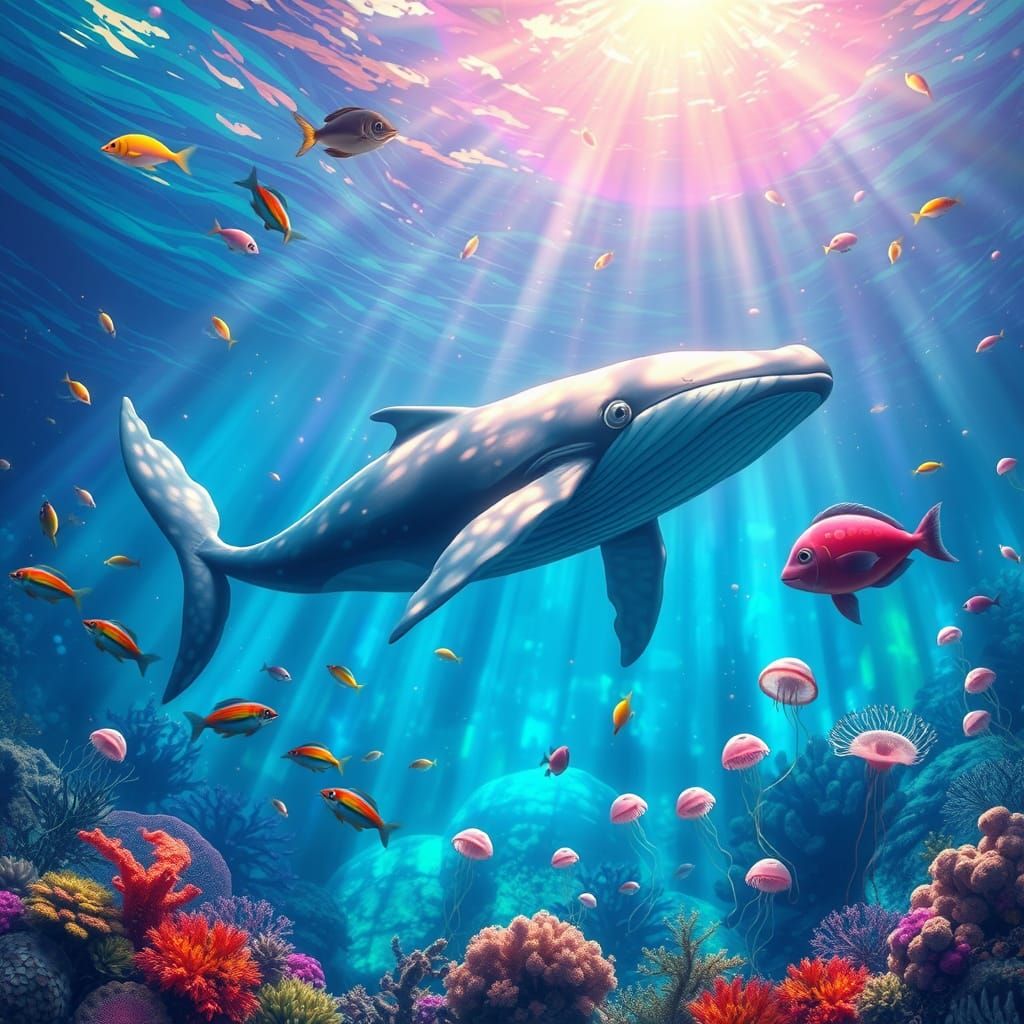 Underwater Realm with Majestic Whale